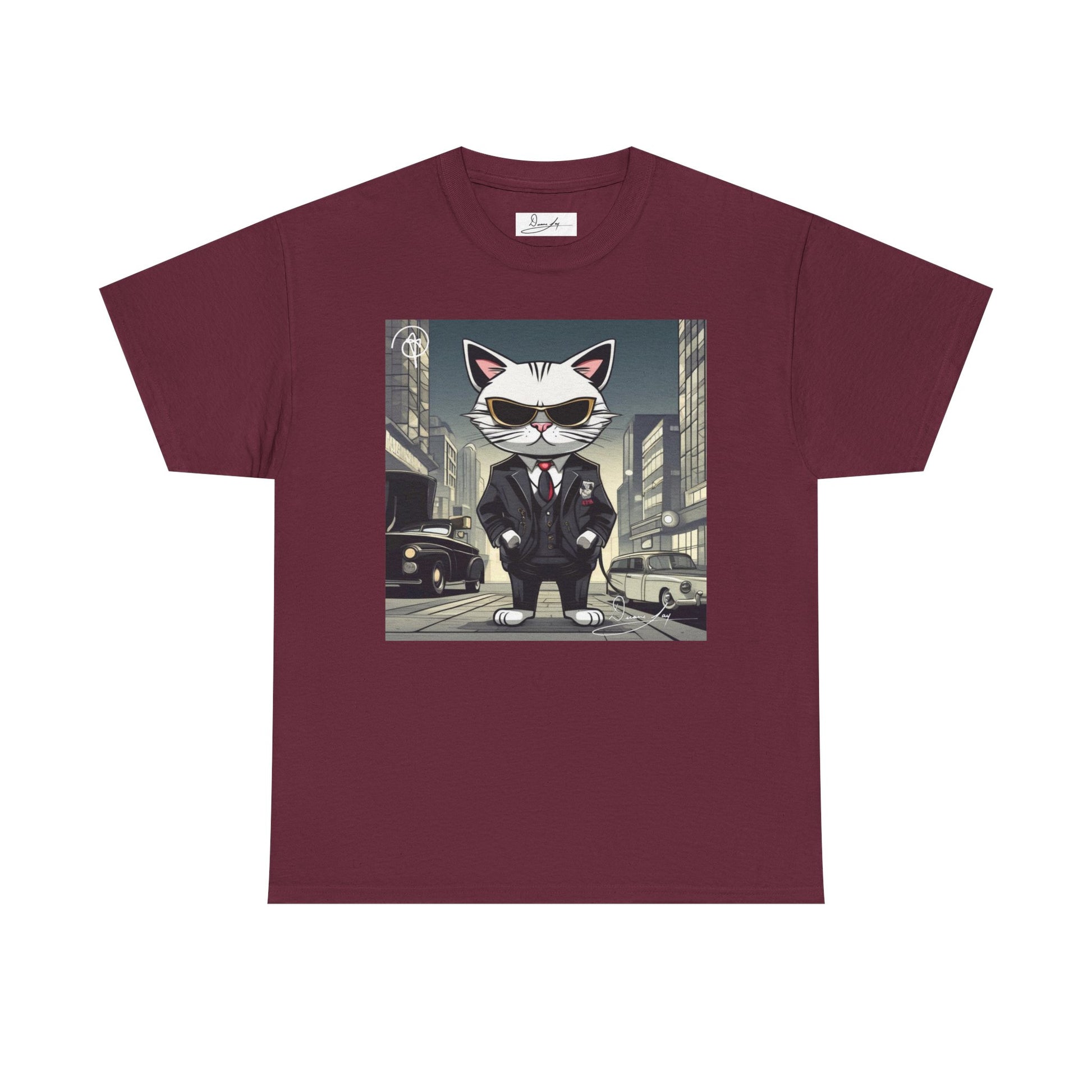 DuaneJay Cat Mafia Graphic Tee — cool cat in suit streetwear graphic tee