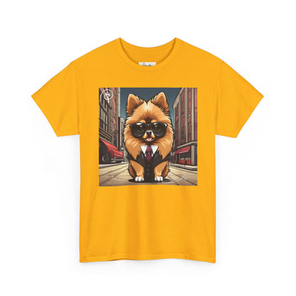 DuaneJay Pomeranian Business Dog T-Shirt — cute Pomeranian in suit graphic tee streetwear