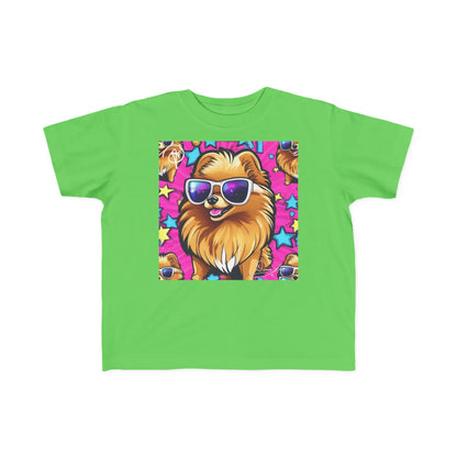 DuaneJay Toddler Tee Cool Pomeranian Sunglasses Graphic — adorable kids graphic tee featuring a cool Pomeranian rocking sunglasses, a fun and stylish streetwear-inspired look for the littlest members of the DuaneJay Fashion family