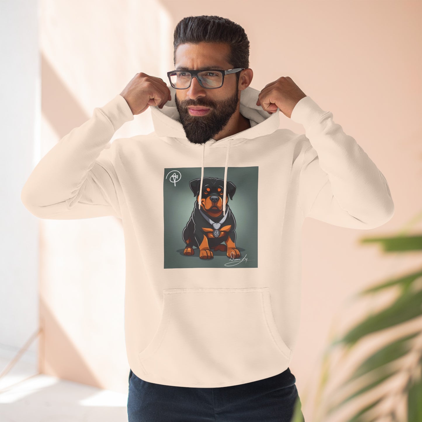 Three-Panel Rottweiler Fleece Hoodie