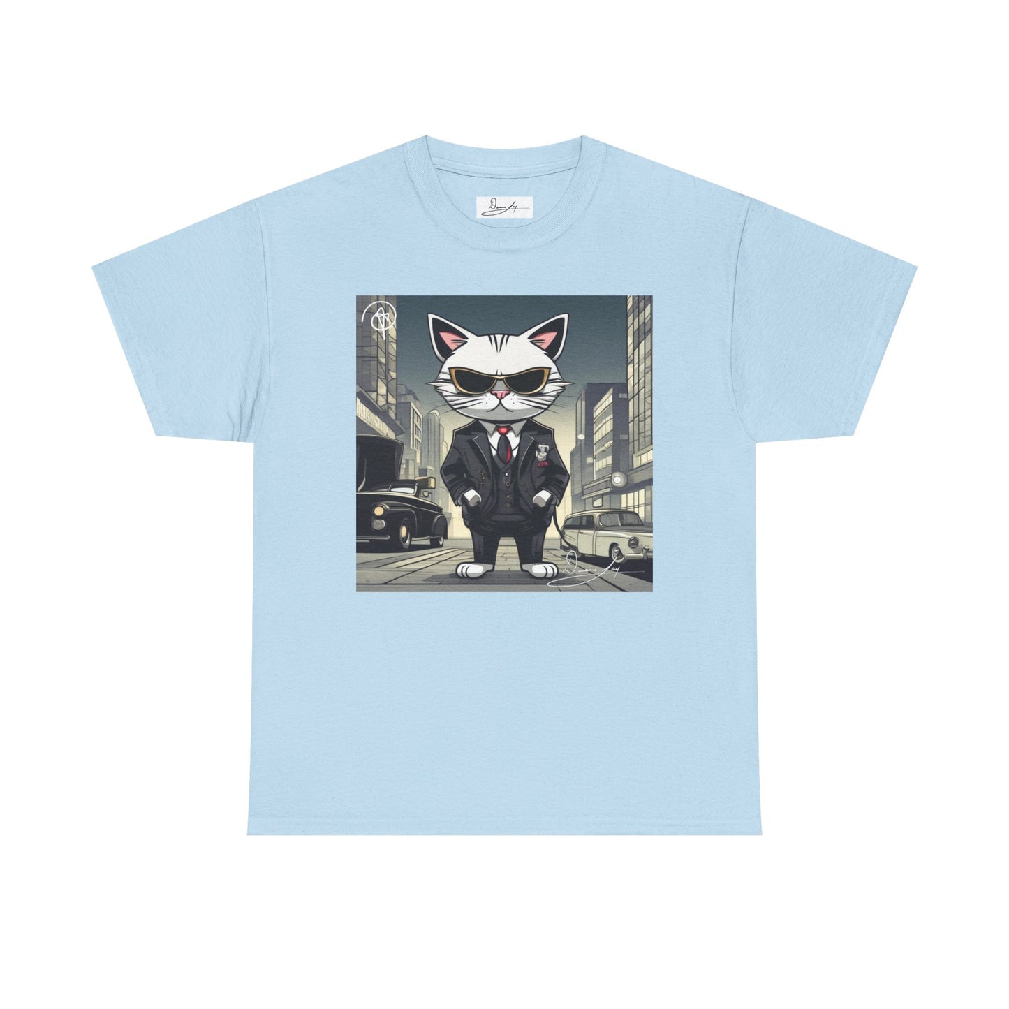 DuaneJay Cat Mafia Graphic Tee — cool cat in suit streetwear graphic tee