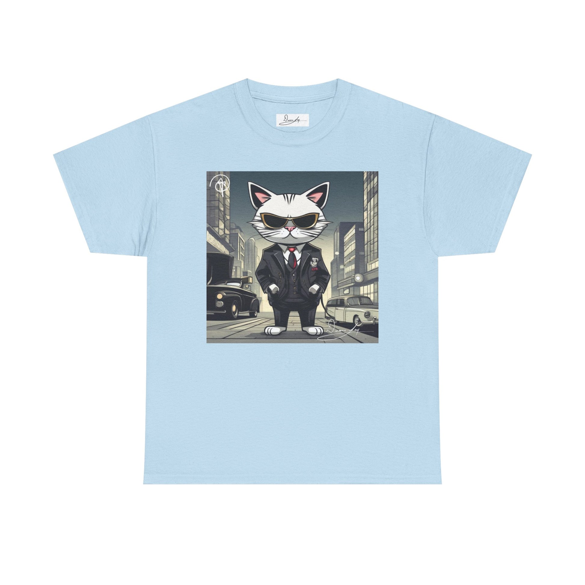 DuaneJay Cat Mafia Graphic Tee — cool cat in suit streetwear graphic tee