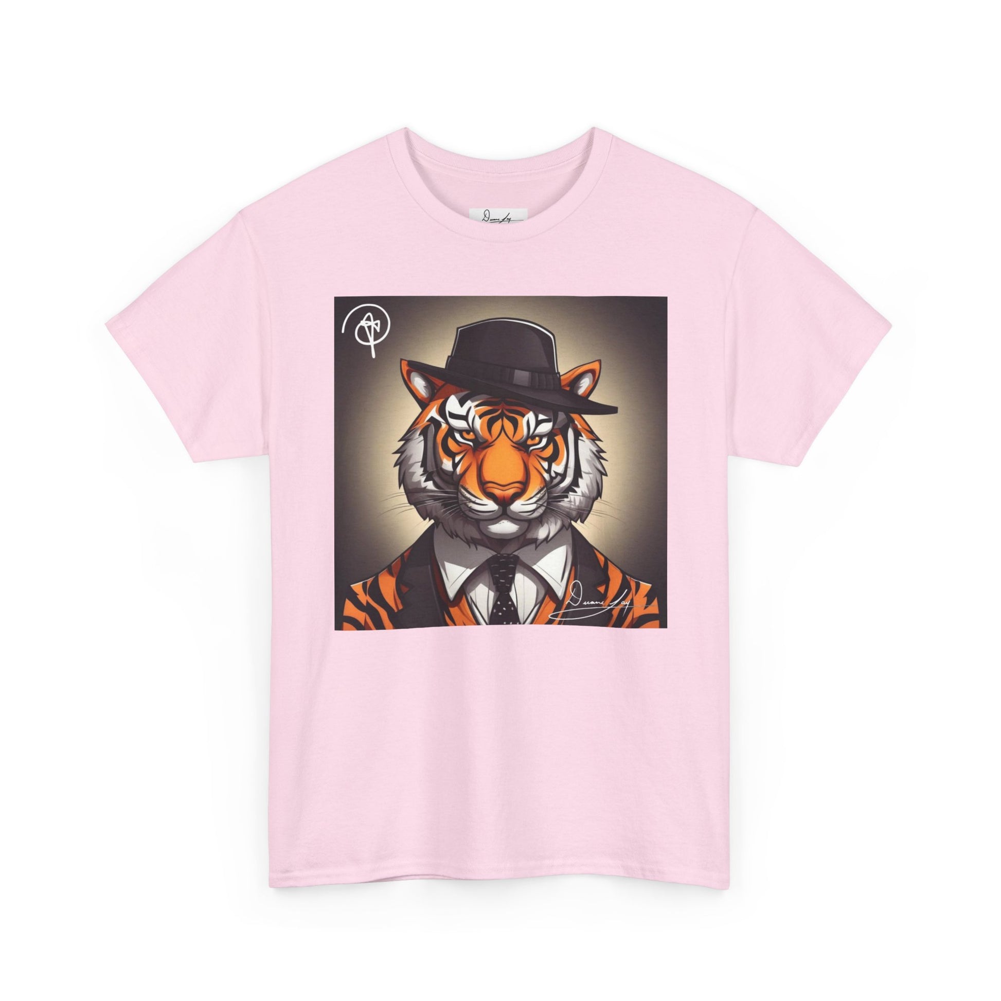 DuaneJay Tiger Gentleman T-Shirt — bold tiger graphic tee featuring a distinguished tiger in gentleman style, a powerful streetwear statement for those who wear confidence with class