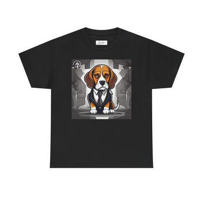 DuaneJay Beagle in a Suit T-Shirt — funny formal dog graphic tee featuring an adorable beagle dressed in a dapper suit, perfect for dog lovers who love bold streetwear style