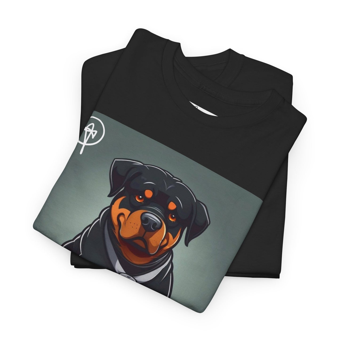 DuaneJay Rottweiler Puppy Portrait T-Shirt — charming graphic tee featuring an adorable Rottweiler puppy rendered in stunning artistic detail, a perfect blend of cuteness and signature streetwear style for devoted dog lovers