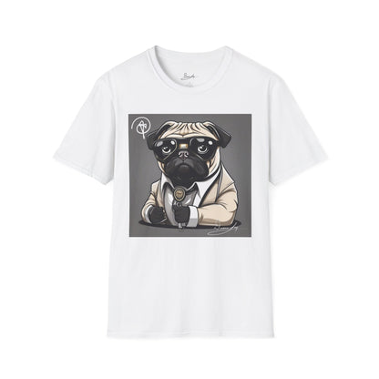 DuaneJay Pug Detective T-Shirt — cute Sherlock dog graphic tee streetwear