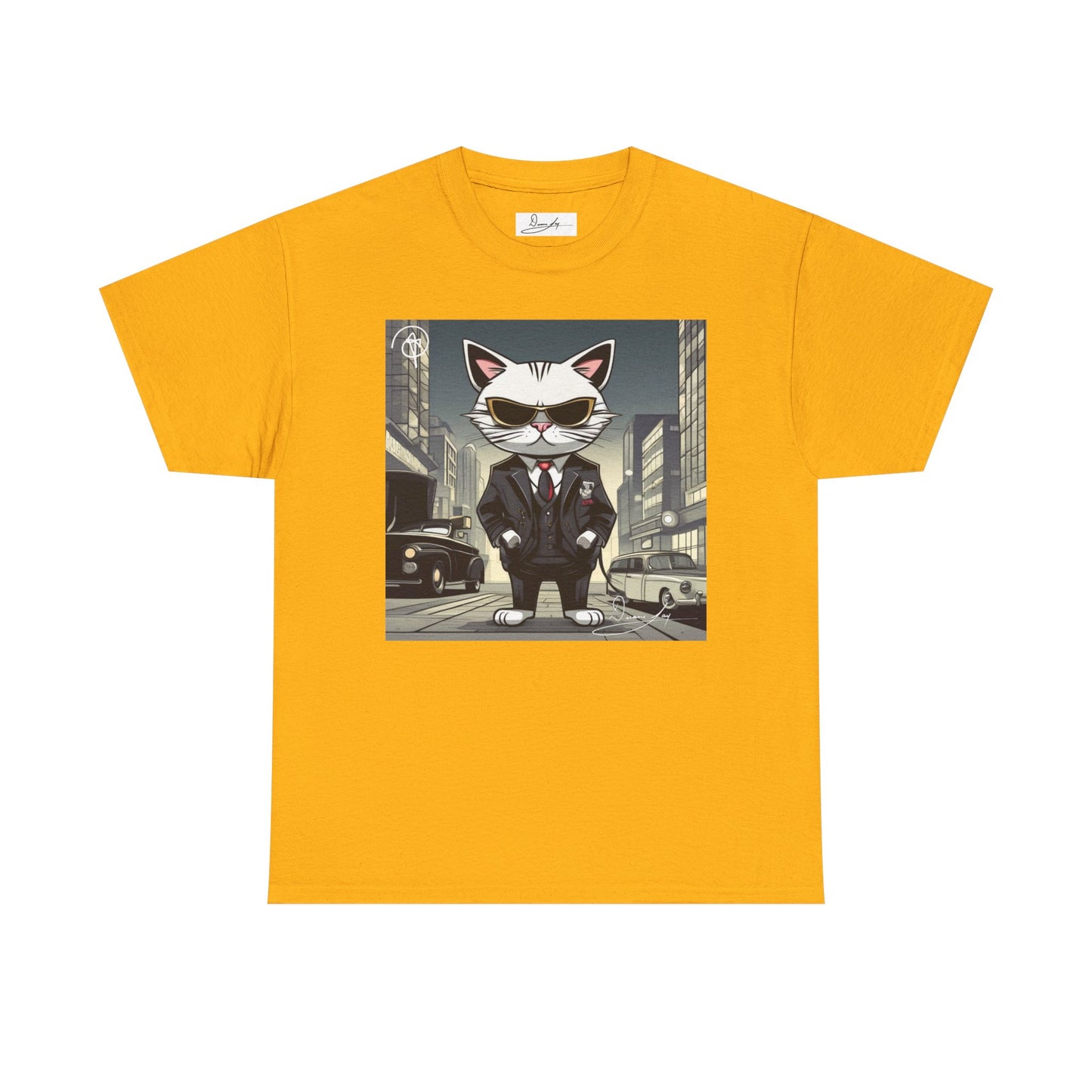 DuaneJay Cat Mafia Graphic Tee — cool cat in suit streetwear graphic tee