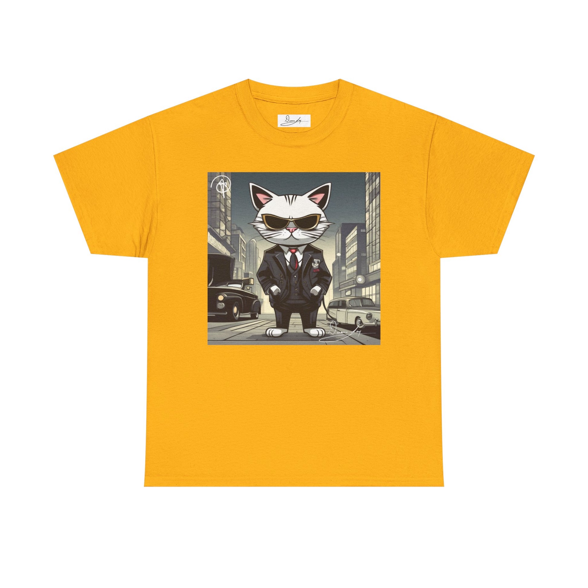 DuaneJay Cat Mafia Graphic Tee — cool cat in suit streetwear graphic tee