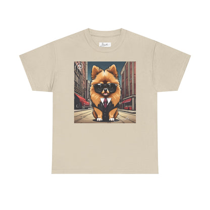 DuaneJay Pomeranian Business Dog T-Shirt — cute Pomeranian in suit graphic tee streetwear