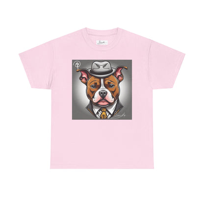 DuaneJay Gentleman Pitbull Tee — distinguished graphic tee featuring a dapper pitbull portrait blending elegance with bold streetwear energy for dog lovers with class and confidence