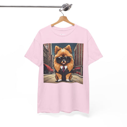 DuaneJay Pomeranian Business Dog T-Shirt — cute Pomeranian in suit graphic tee streetwear
