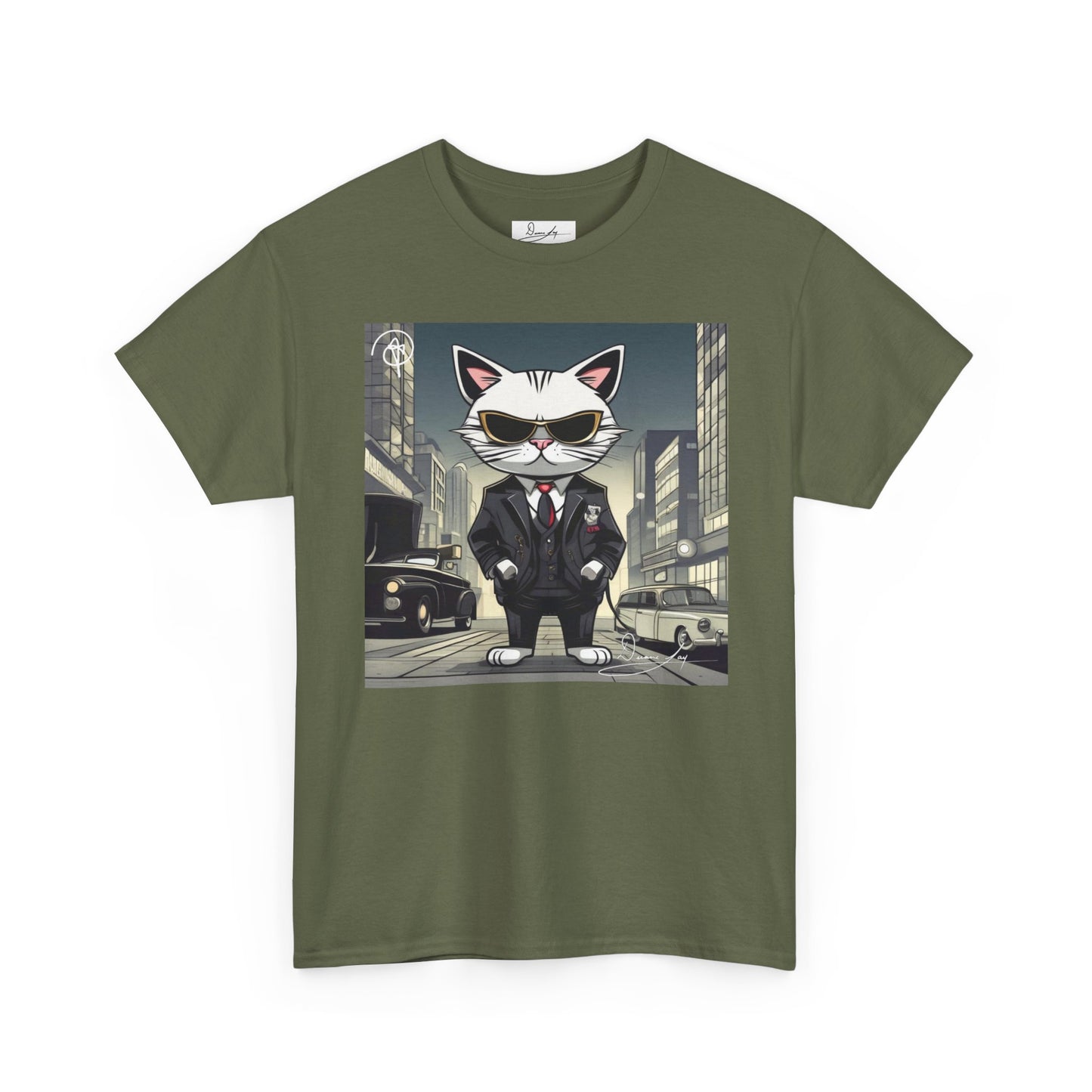 DuaneJay Cat Mafia Graphic Tee — cool cat in suit streetwear graphic tee