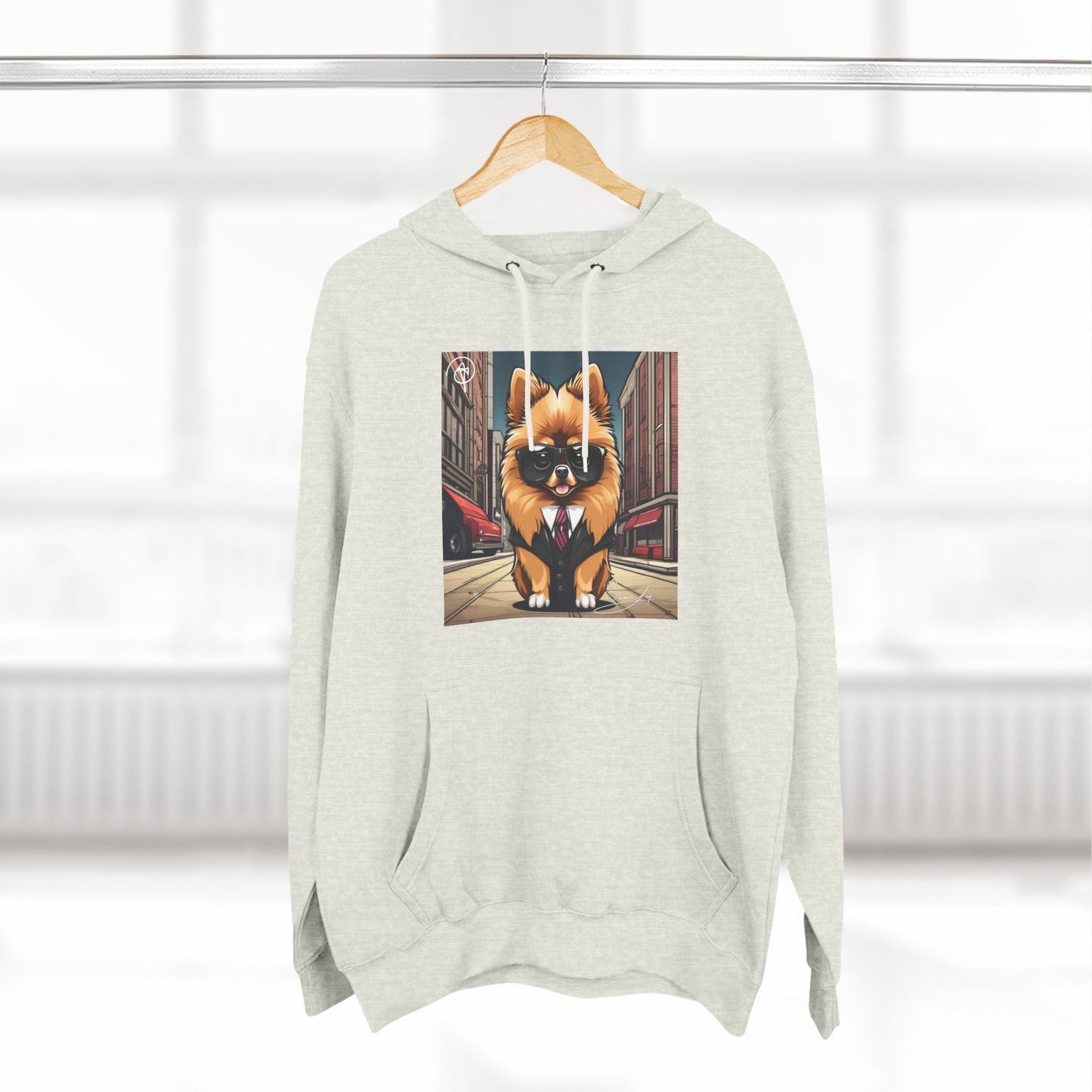 Pomeranian Three-Panel Unisex Fleece Hoodie