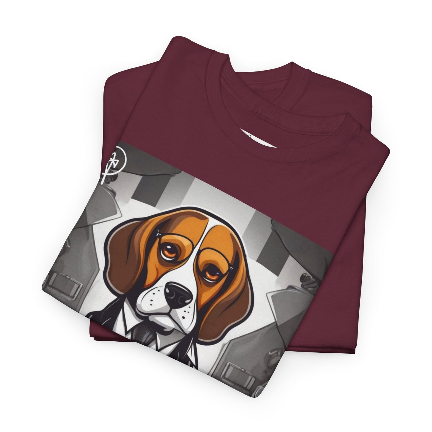 DuaneJay Beagle in a Suit T-Shirt — funny formal dog graphic tee featuring an adorable beagle dressed in a dapper suit, perfect for dog lovers who love bold streetwear style