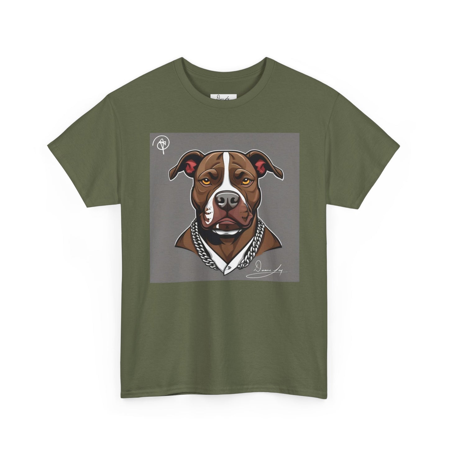 DuaneJay Pit Bull Portrait T-Shirt — stylish dog lover graphic tee streetwear