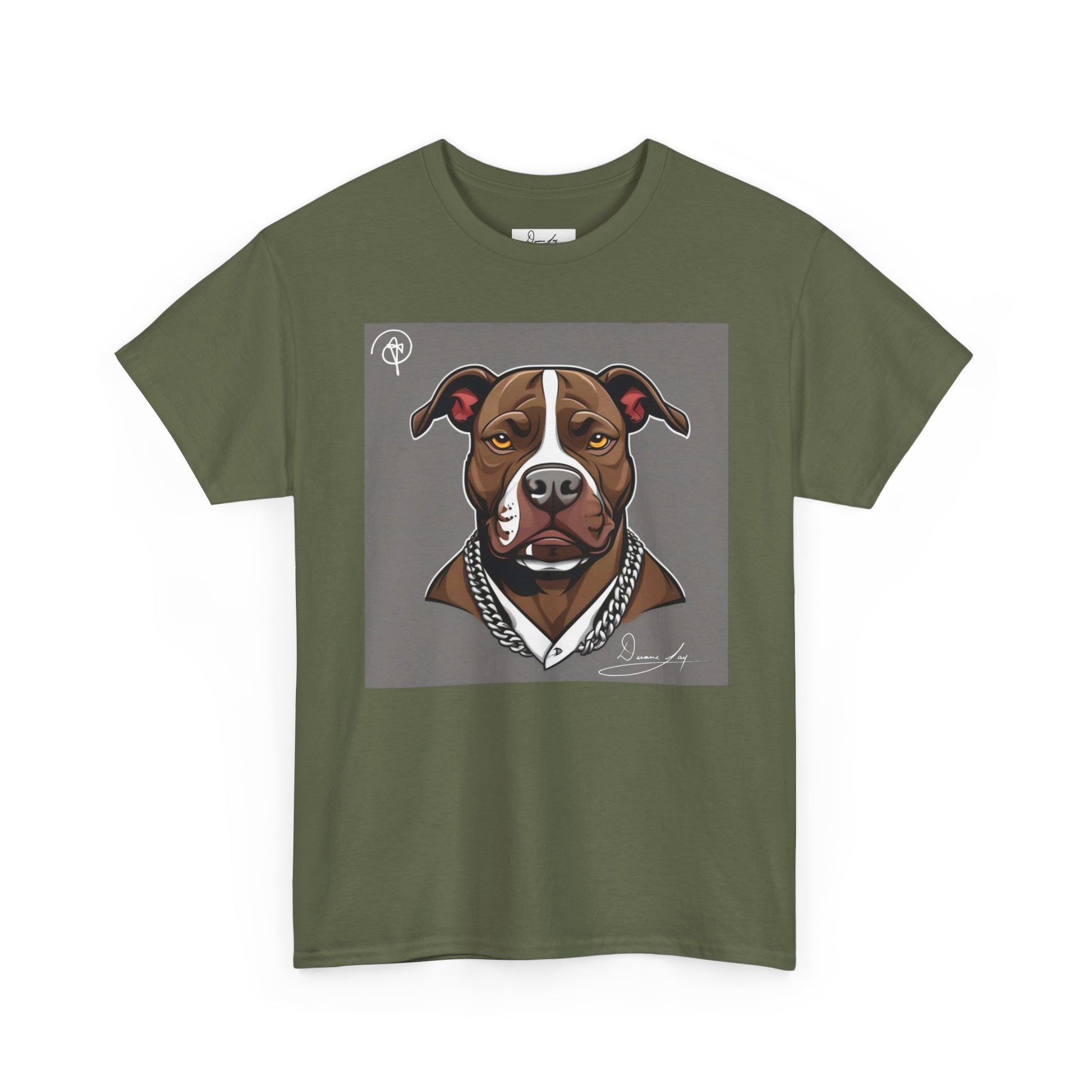 DuaneJay Pit Bull Portrait T-Shirt — stylish dog lover graphic tee streetwear