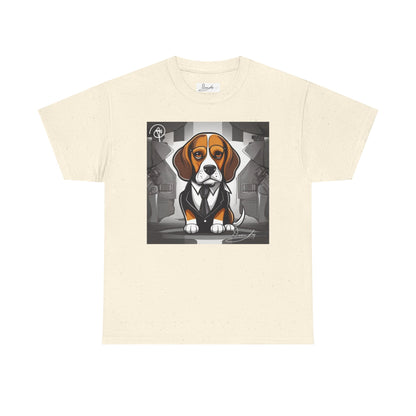 DuaneJay Beagle in a Suit T-Shirt — funny formal dog graphic tee featuring an adorable beagle dressed in a dapper suit, perfect for dog lovers who love bold streetwear style