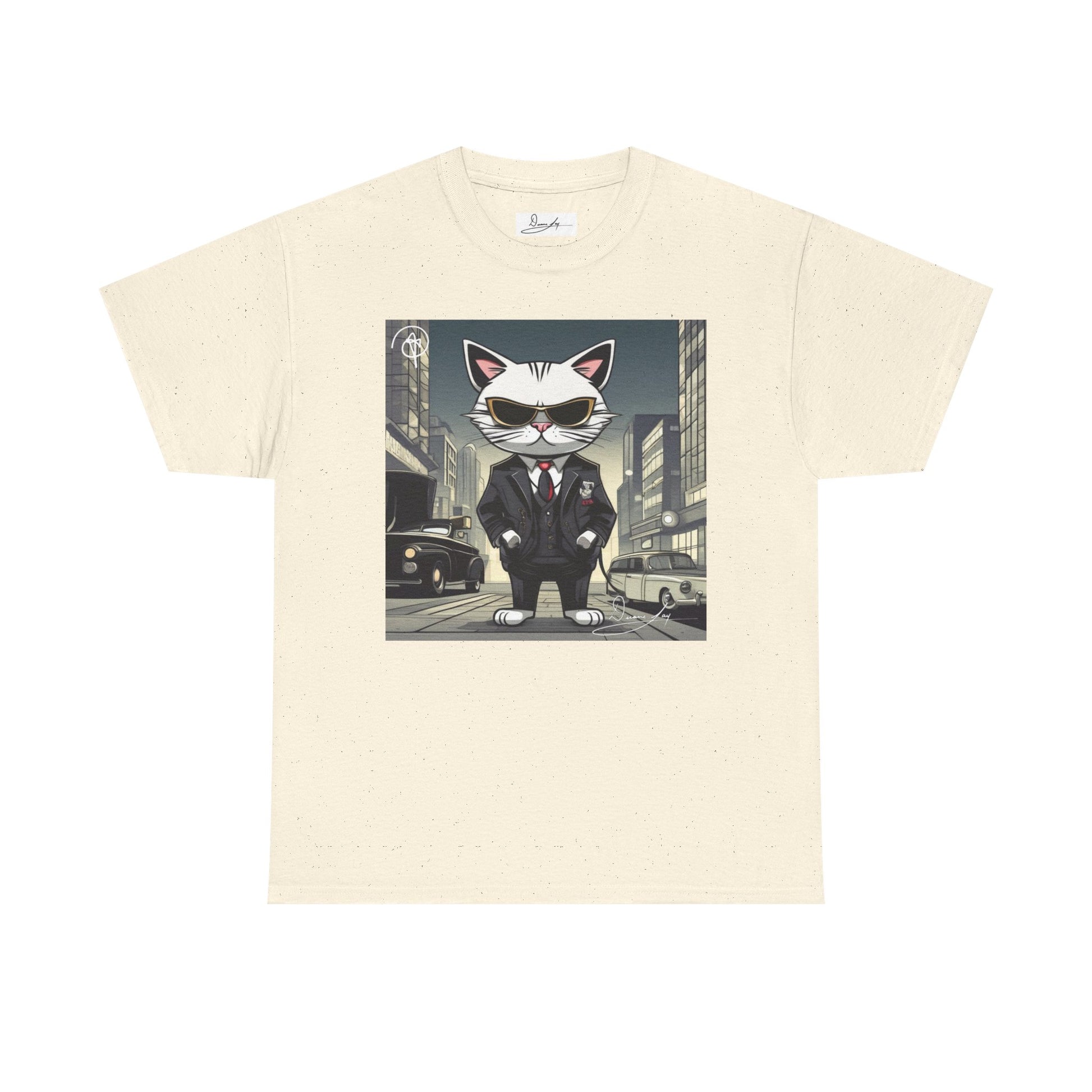 DuaneJay Cat Mafia Graphic Tee — cool cat in suit streetwear graphic tee