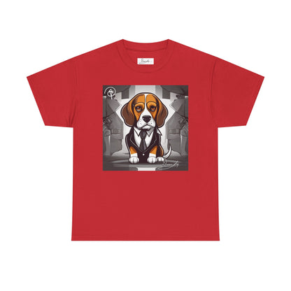 DuaneJay Beagle in a Suit T-Shirt — funny formal dog graphic tee featuring an adorable beagle dressed in a dapper suit, perfect for dog lovers who love bold streetwear style