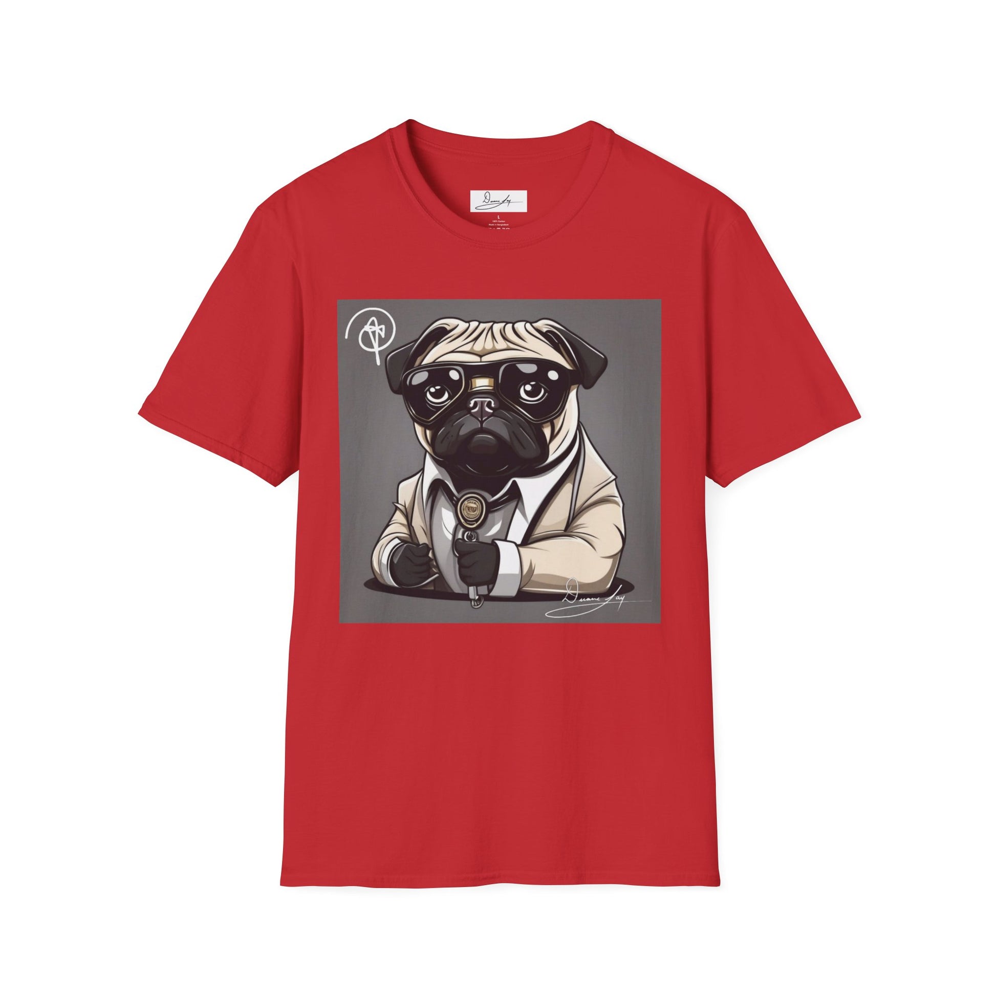 DuaneJay Pug Detective T-Shirt — cute Sherlock dog graphic tee streetwear