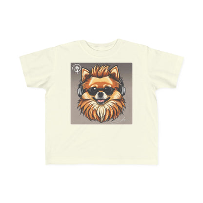 DuaneJay Cool Pomeranian Kids T-Shirt — fun kids graphic tee featuring an adorable Pomeranian rocking sunglasses and headphones, a bold and playful streetwear-inspired look for kids who carry the DuaneJay Fashion style with confidence