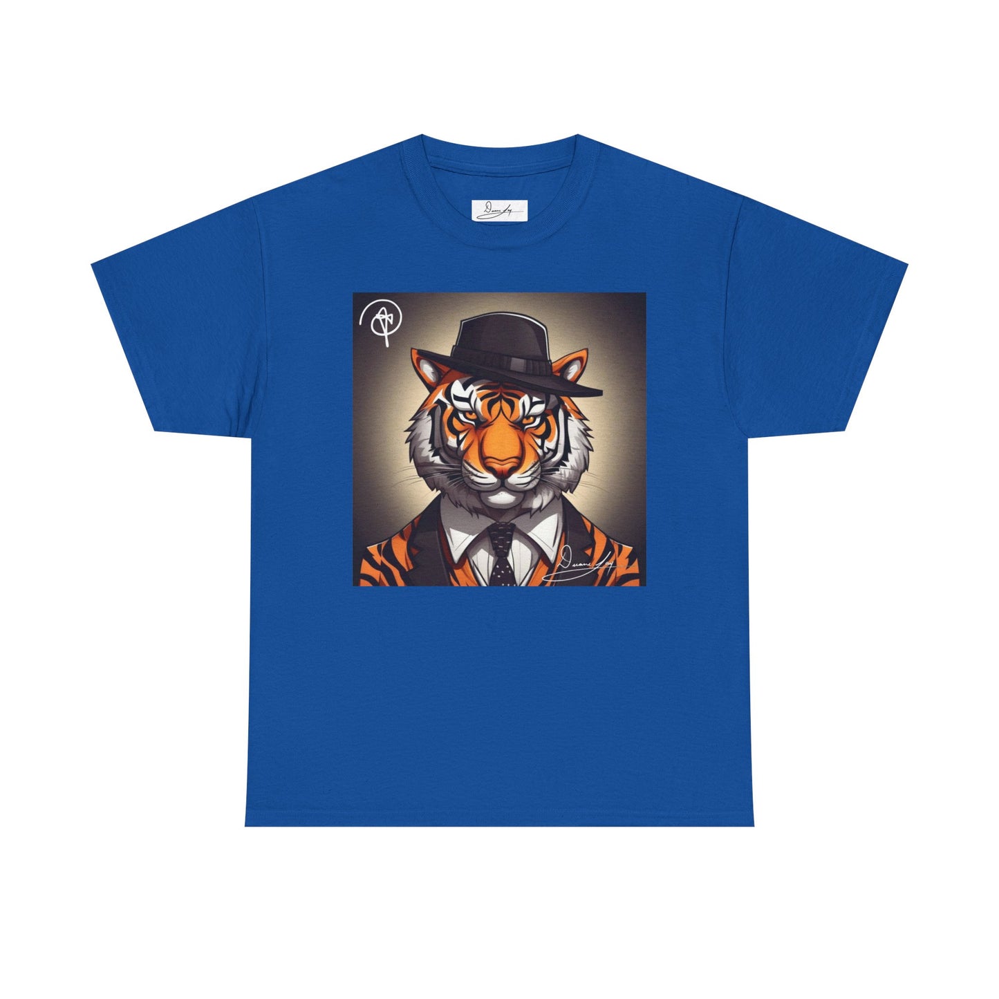 DuaneJay Tiger Gentleman T-Shirt — bold tiger graphic tee featuring a distinguished tiger in gentleman style, a powerful streetwear statement for those who wear confidence with class