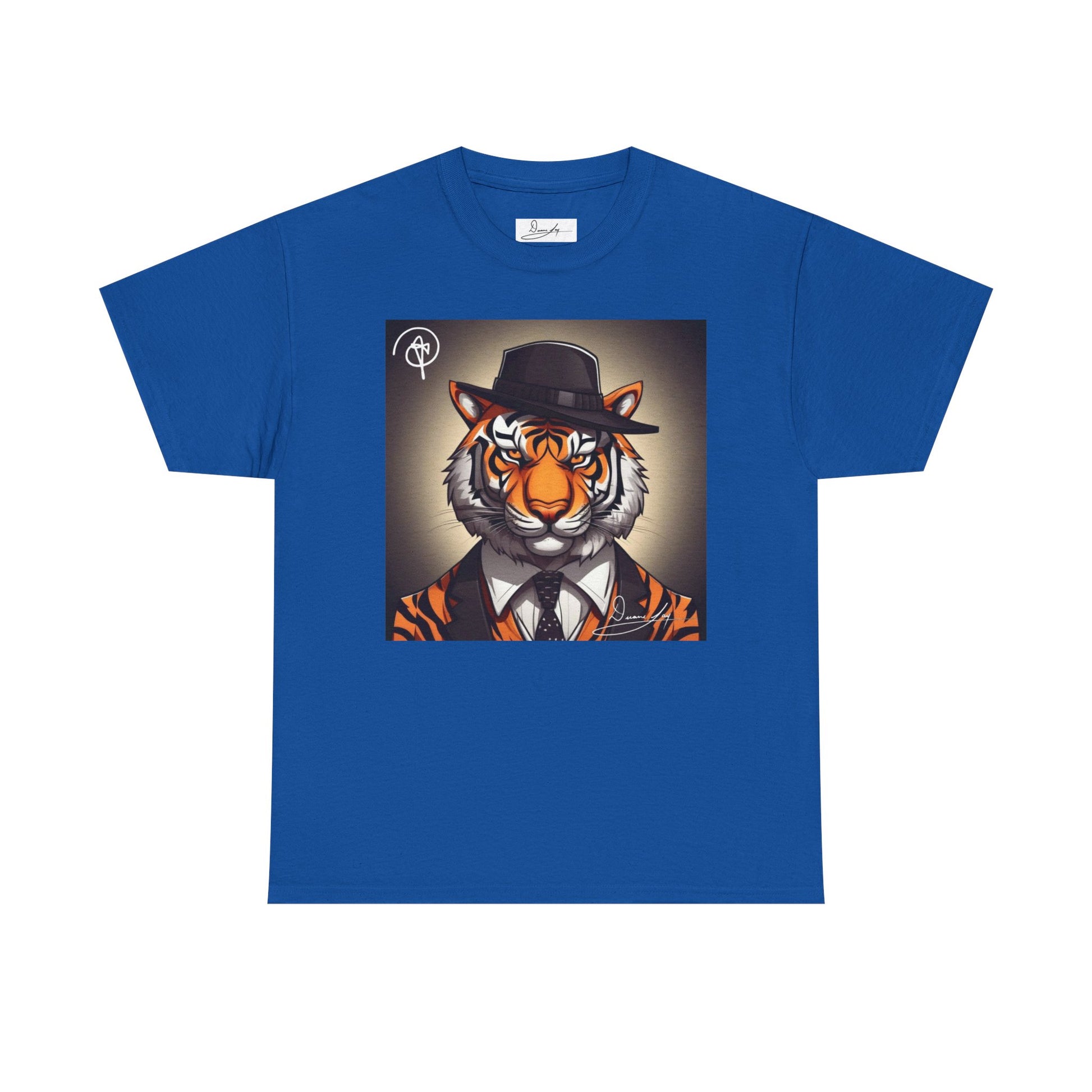 DuaneJay Tiger Gentleman T-Shirt — bold tiger graphic tee featuring a distinguished tiger in gentleman style, a powerful streetwear statement for those who wear confidence with class