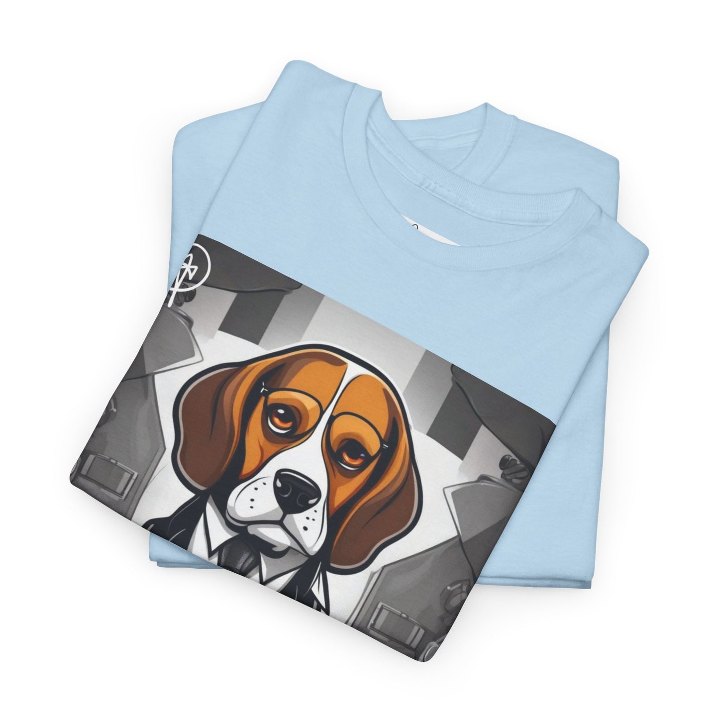DuaneJay Beagle in a Suit T-Shirt — funny formal dog graphic tee featuring an adorable beagle dressed in a dapper suit, perfect for dog lovers who love bold streetwear style