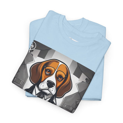 DuaneJay Beagle in a Suit T-Shirt — funny formal dog graphic tee featuring an adorable beagle dressed in a dapper suit, perfect for dog lovers who love bold streetwear style