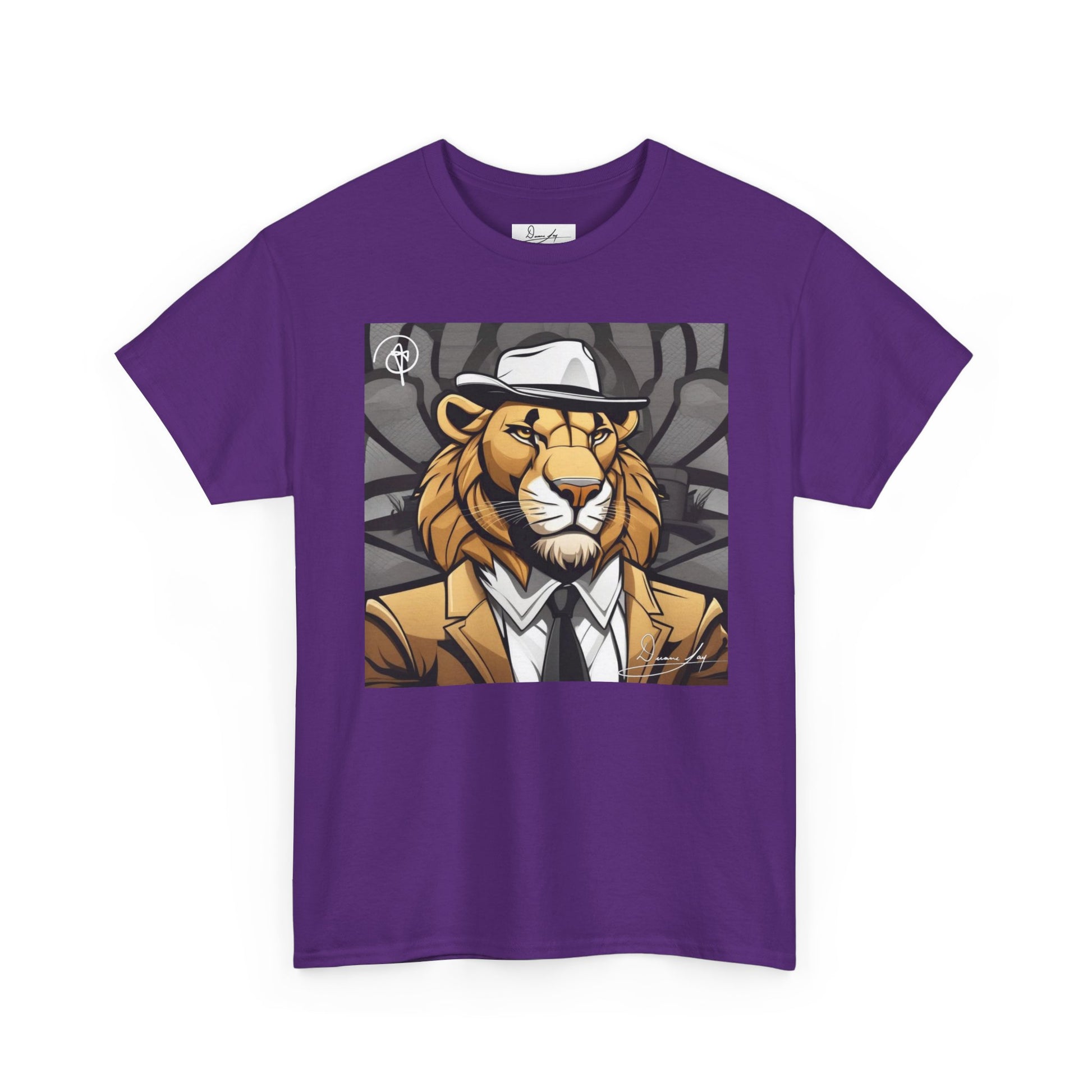 DuaneJay Lion Gangster Graphic Tee — powerful streetwear tee featuring a bold lion with gangster-inspired artistry, symbolizing strength, dominance, and signature style